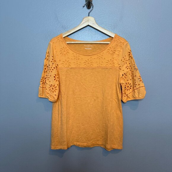 TALBOTS eyelet sleeve ballet neck tee size M - Picture 2 of 6